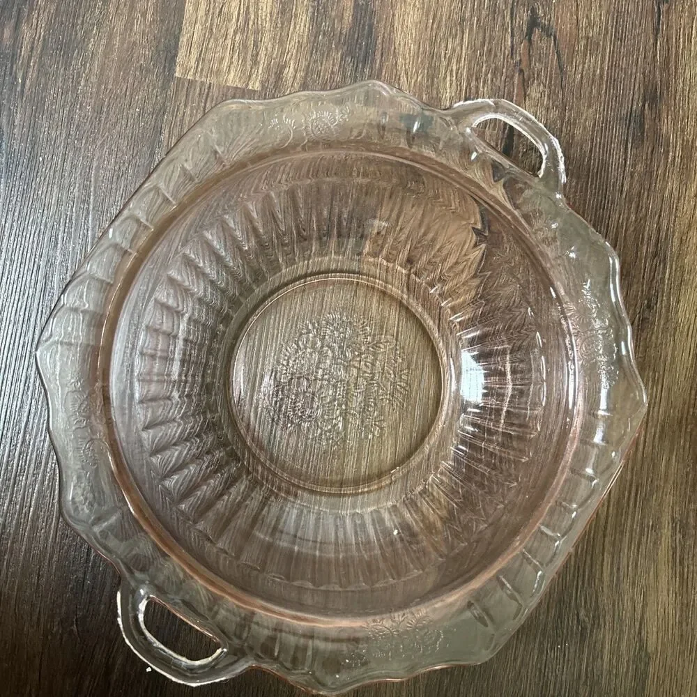 Anchor Hocking MAYFAIR Open Rose Pink Depression Glass Bowl Cottage Granny 1930s